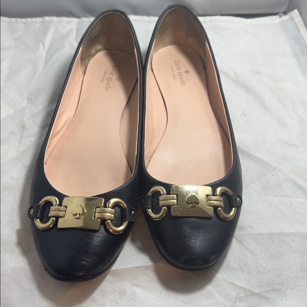 Kate Spade black leather  Phoebe flats size 10